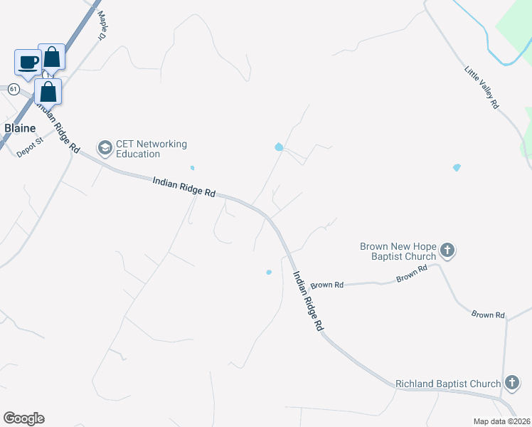 map of restaurants, bars, coffee shops, grocery stores, and more near 535 Indian Ridge Road in Blaine