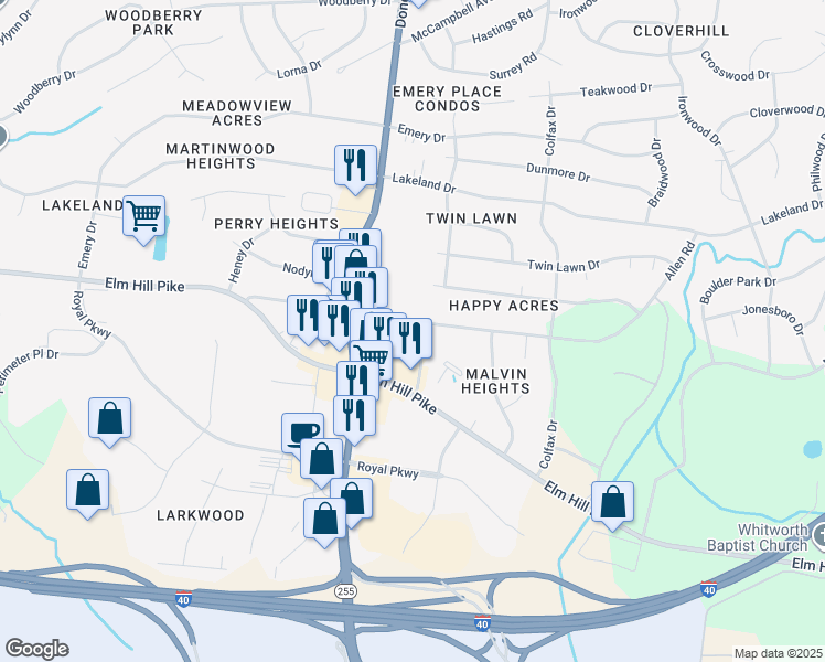 map of restaurants, bars, coffee shops, grocery stores, and more near 935A Allen Road in Nashville