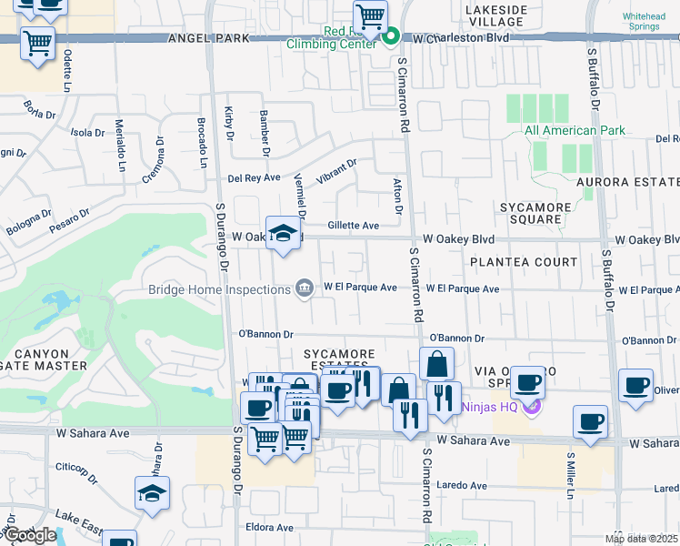 map of restaurants, bars, coffee shops, grocery stores, and more near 8321 Black Brothers Court in Las Vegas
