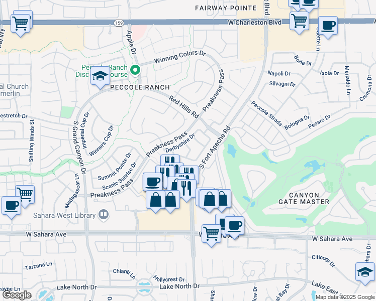 map of restaurants, bars, coffee shops, grocery stores, and more near 1828 Shirewick Drive in Las Vegas