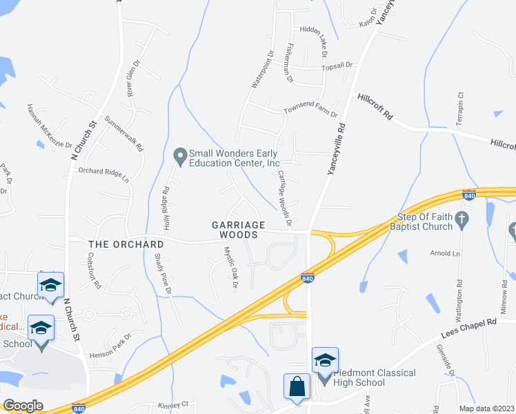 map of restaurants, bars, coffee shops, grocery stores, and more near 5112 Weeping Cherry Drive in Browns Summit