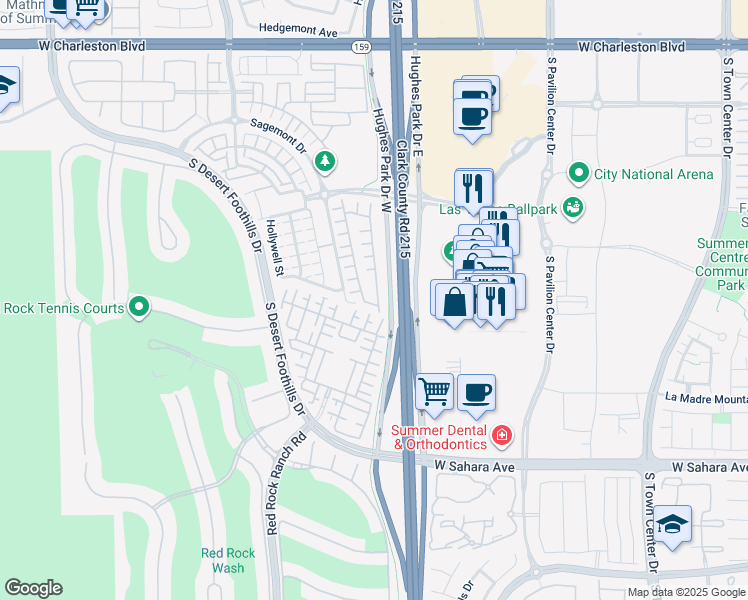 map of restaurants, bars, coffee shops, grocery stores, and more near 2133 Solvang Mill Drive in Las Vegas