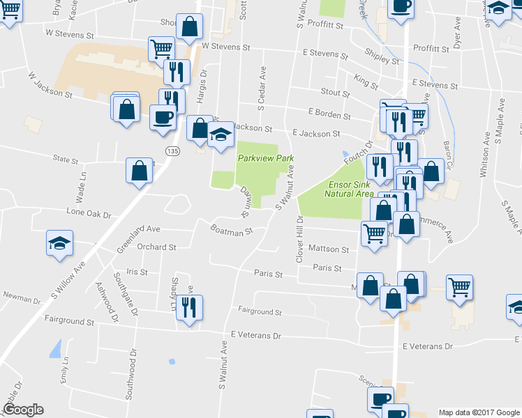 map of restaurants, bars, coffee shops, grocery stores, and more near 81 Chote Street in Cookeville