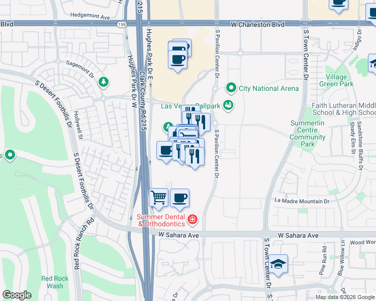 map of restaurants, bars, coffee shops, grocery stores, and more near 720 Festival Plaza Drive in Las Vegas