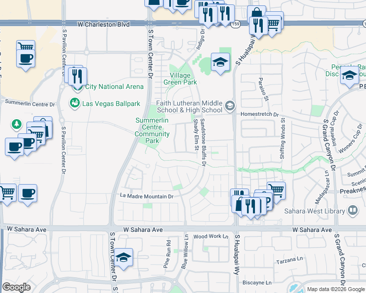 map of restaurants, bars, coffee shops, grocery stores, and more near 1945 Taylorville Street in Las Vegas