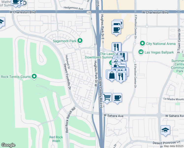 map of restaurants, bars, coffee shops, grocery stores, and more near 2156 Solvang Mill Drive in Las Vegas