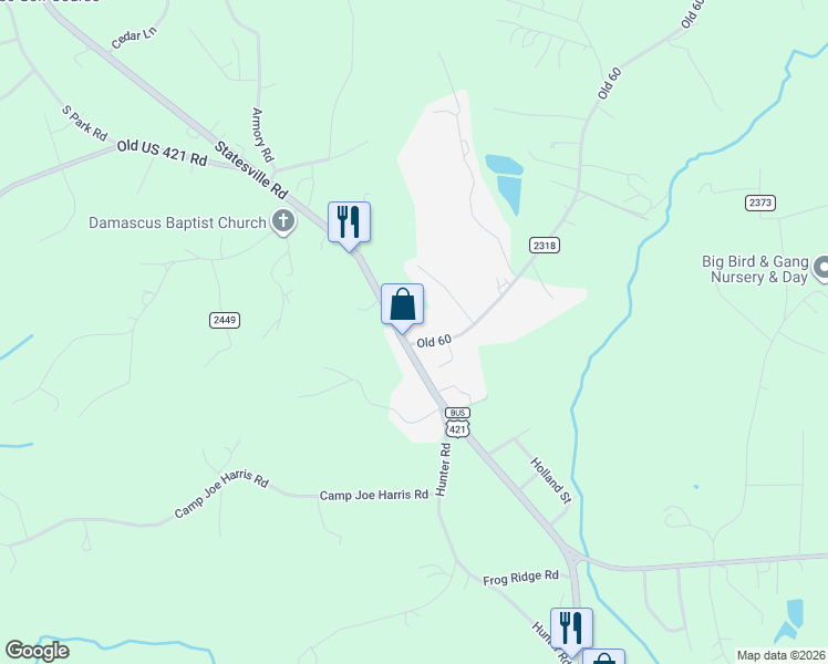 map of restaurants, bars, coffee shops, grocery stores, and more near 1991 U.S. 421 Business in North Wilkesboro