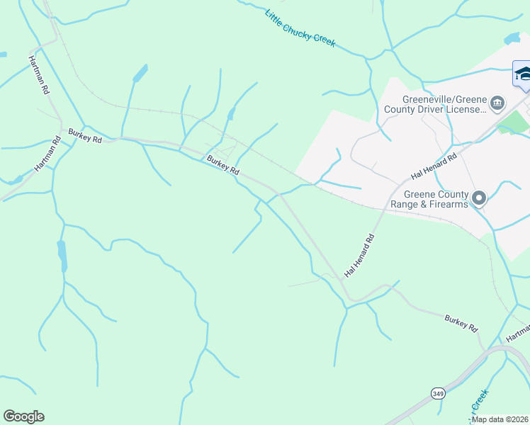 map of restaurants, bars, coffee shops, grocery stores, and more near 900 Burkey Road in Greeneville