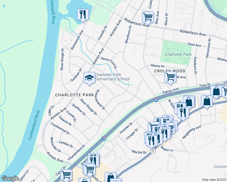 map of restaurants, bars, coffee shops, grocery stores, and more near 504 Scholarship Drive in Nashville