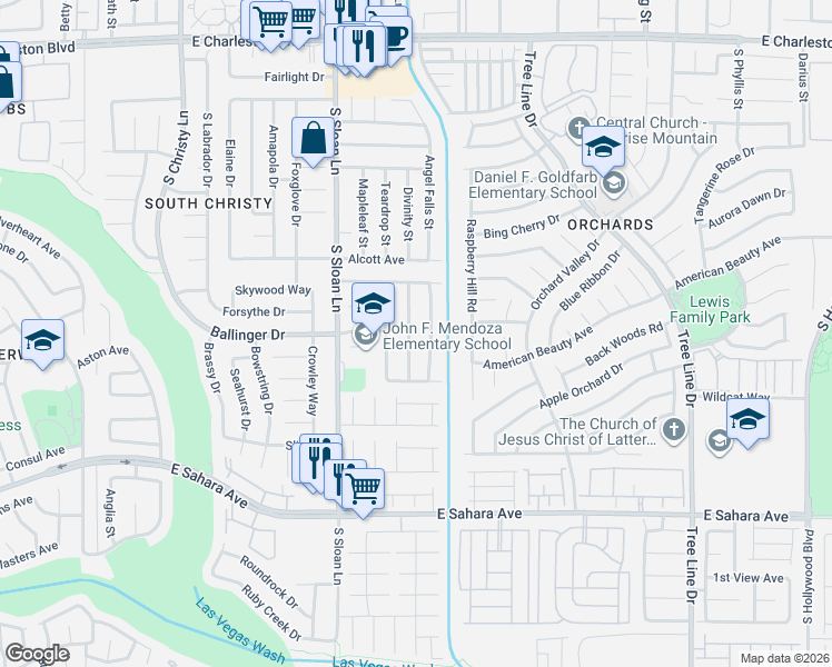 map of restaurants, bars, coffee shops, grocery stores, and more near 1969 Dry Falls Street in Las Vegas