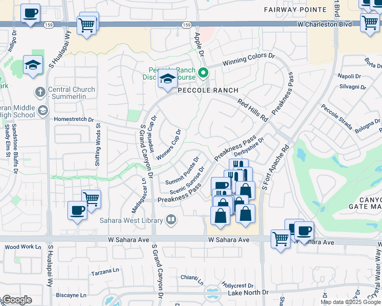 map of restaurants, bars, coffee shops, grocery stores, and more near 1817 Summit Pointe Drive in Las Vegas