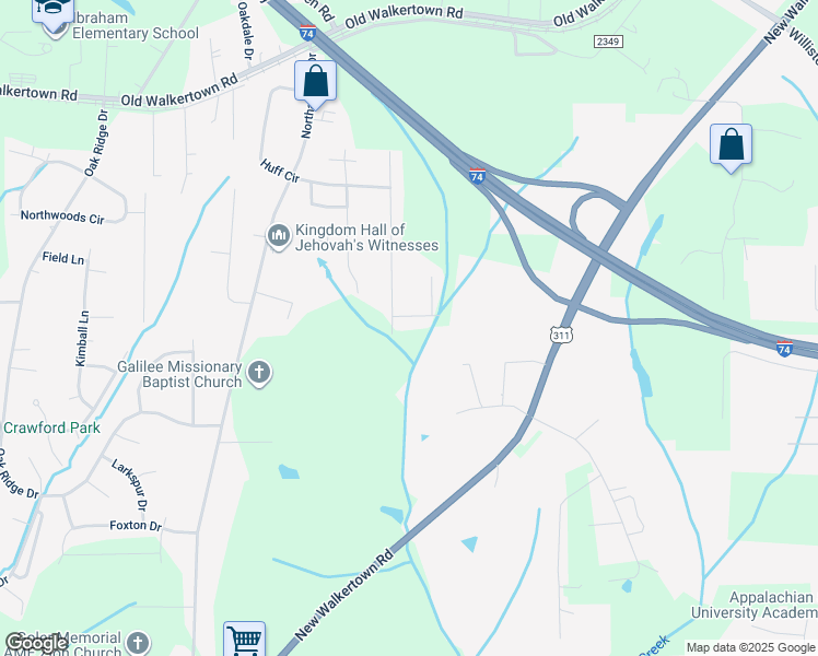 map of restaurants, bars, coffee shops, grocery stores, and more near Allison Avenue in Winston-Salem