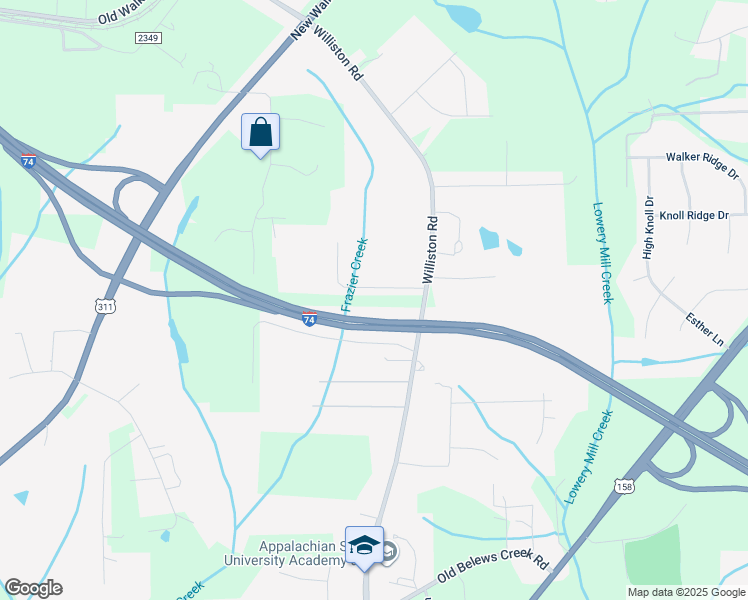 map of restaurants, bars, coffee shops, grocery stores, and more near 3330 Williston Road in Walkertown