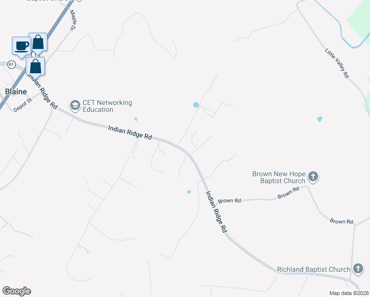 map of restaurants, bars, coffee shops, grocery stores, and more near 535 Indian Ridge Road in Blaine