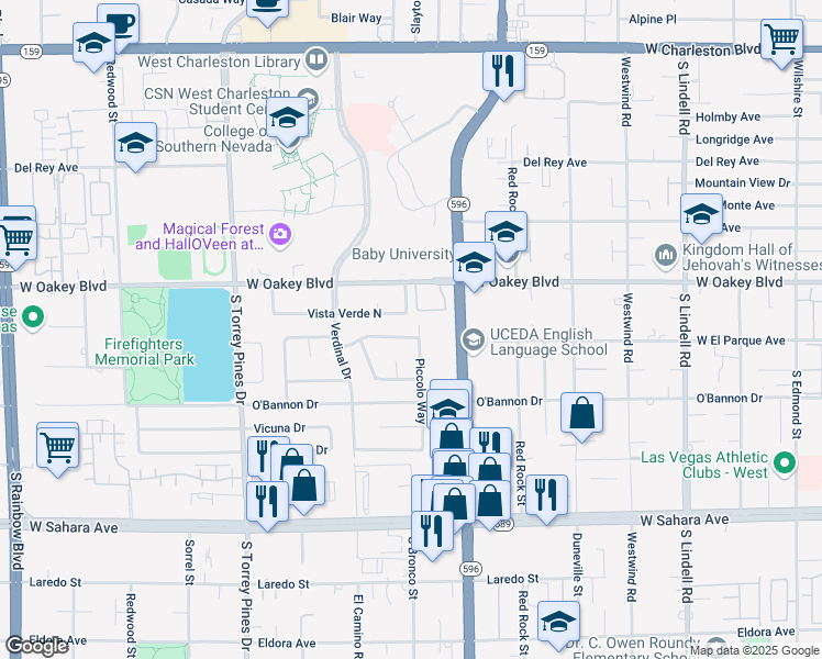 map of restaurants, bars, coffee shops, grocery stores, and more near 1808 Piccolo Way in Las Vegas