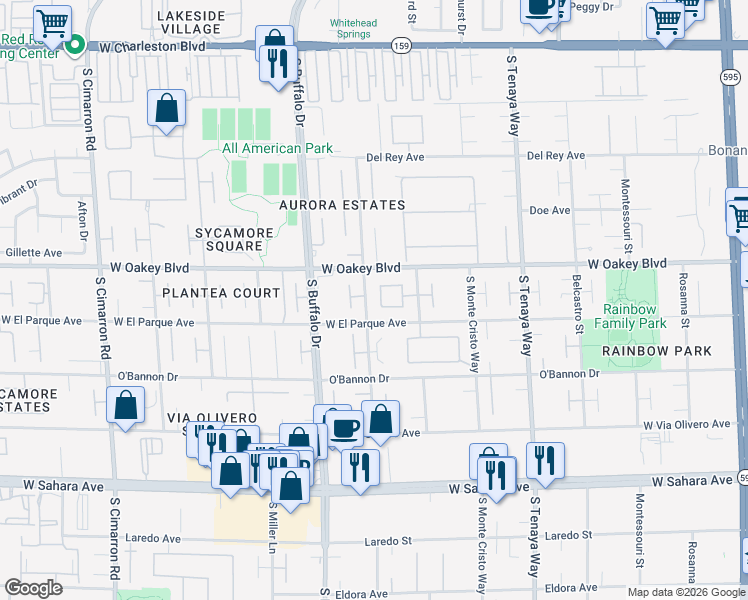 map of restaurants, bars, coffee shops, grocery stores, and more near 1901 Newport Bay Drive in Las Vegas