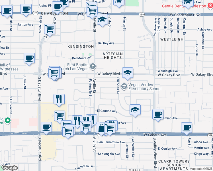 map of restaurants, bars, coffee shops, grocery stores, and more near 4208 El Cederal Avenue in Las Vegas
