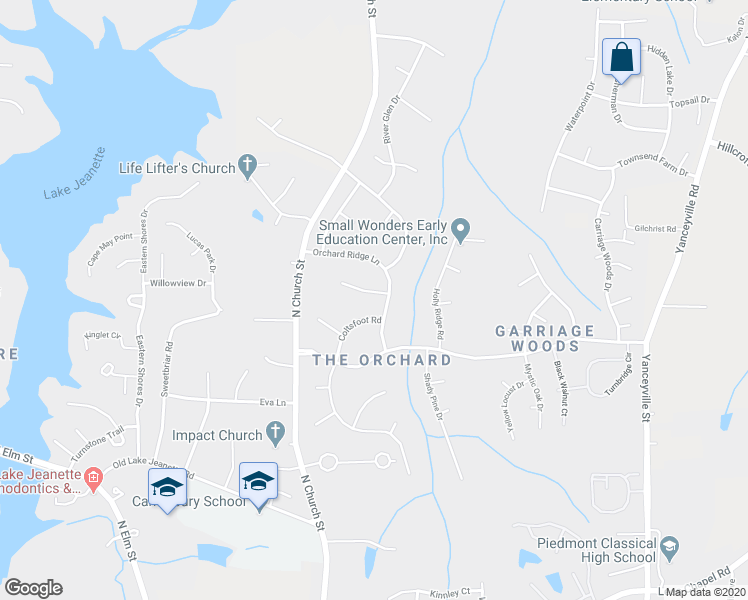 map of restaurants, bars, coffee shops, grocery stores, and more near 598 Blythewood Court in Greensboro