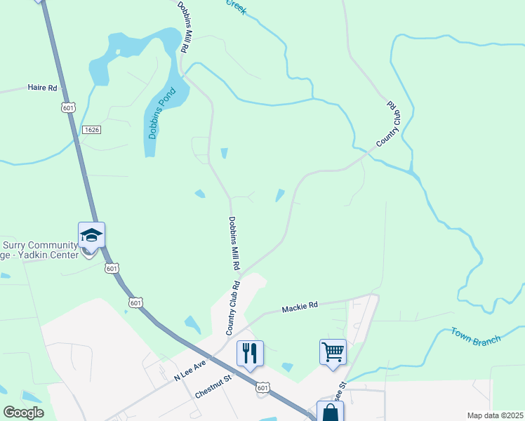 map of restaurants, bars, coffee shops, grocery stores, and more near 1520 Dobbins Mill Road in Yadkinville