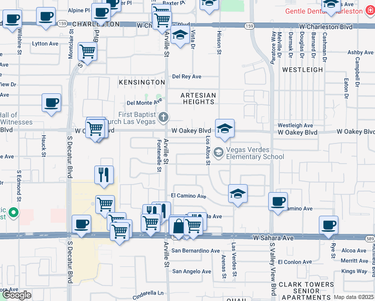 map of restaurants, bars, coffee shops, grocery stores, and more near 4208 El Cederal Avenue in Las Vegas