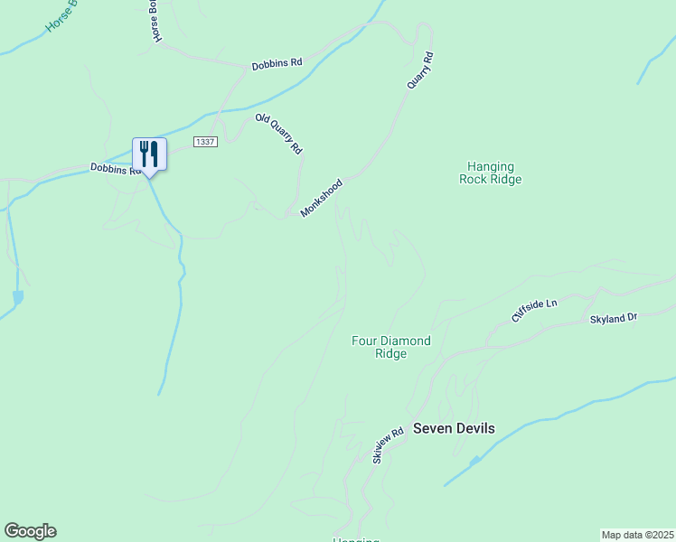 map of restaurants, bars, coffee shops, grocery stores, and more near Grove Lane in Avery County