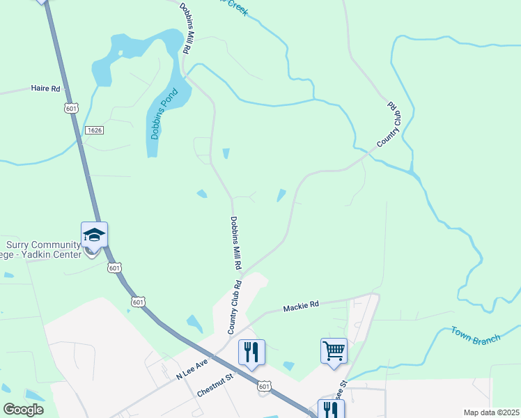 map of restaurants, bars, coffee shops, grocery stores, and more near 1520 Dobbins Mill Road in Yadkinville