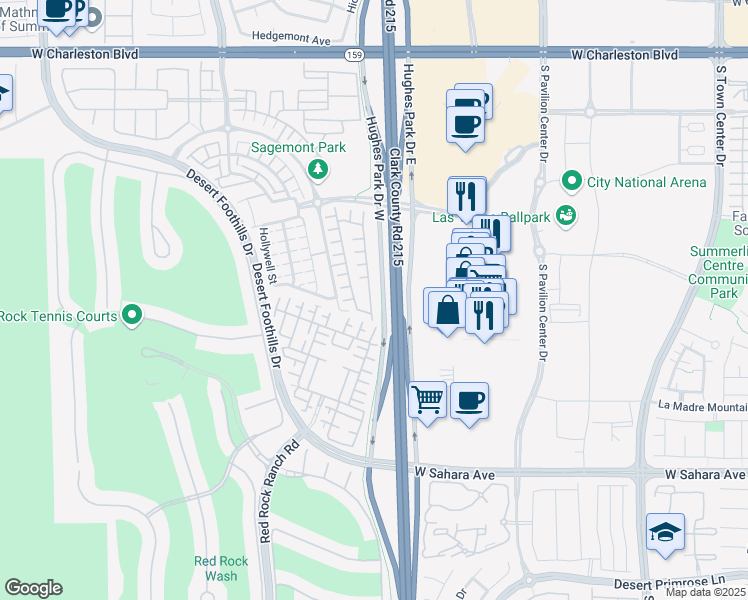 map of restaurants, bars, coffee shops, grocery stores, and more near 2156 Solvang Mill Drive in Las Vegas