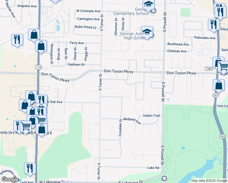 map of restaurants, bars, coffee shops, grocery stores, and more near 112 Edgewood Avenue in Springdale