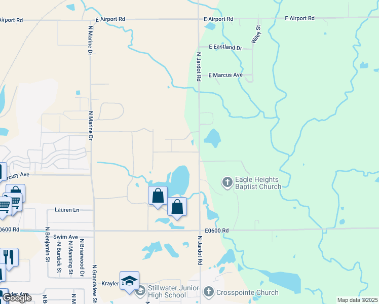 map of restaurants, bars, coffee shops, grocery stores, and more near 2005 East Lone Wolf Avenue in Stillwater
