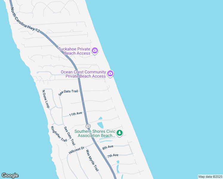 map of restaurants, bars, coffee shops, grocery stores, and more near 1 13th Avenue in Kitty Hawk