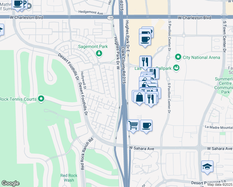 map of restaurants, bars, coffee shops, grocery stores, and more near 2096 Solvang Mill Drive in Las Vegas