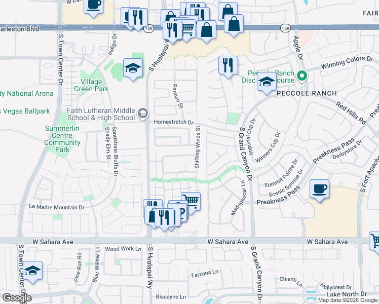 map of restaurants, bars, coffee shops, grocery stores, and more near 9808 Dusty Winds Avenue in Las Vegas