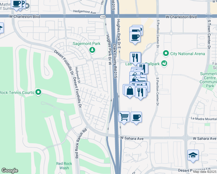 map of restaurants, bars, coffee shops, grocery stores, and more near 2156 Solvang Mill Drive in Las Vegas