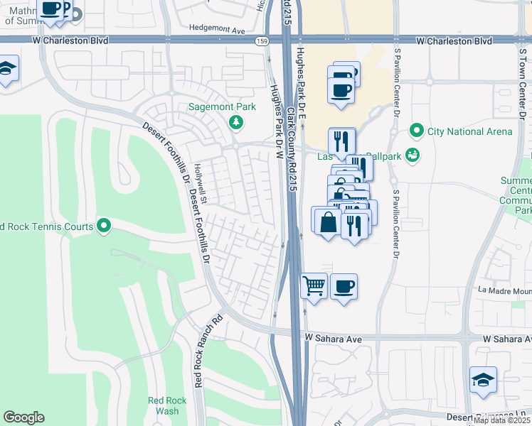 map of restaurants, bars, coffee shops, grocery stores, and more near 2156 Solvang Mill Drive in Las Vegas