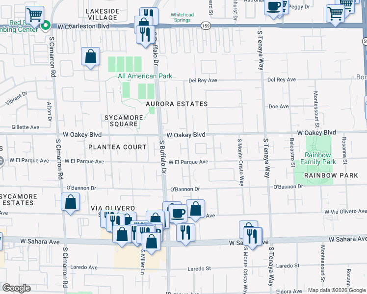 map of restaurants, bars, coffee shops, grocery stores, and more near 1890 Pago Court in Las Vegas