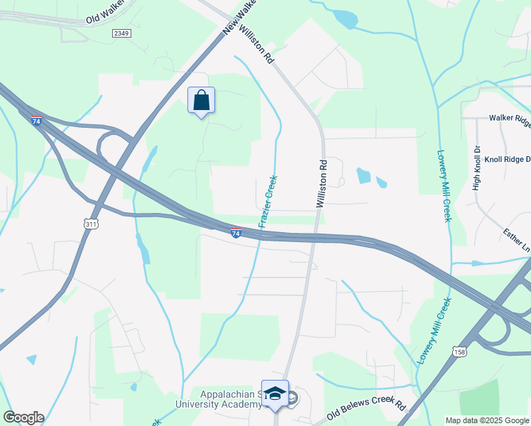 map of restaurants, bars, coffee shops, grocery stores, and more near 3330 Williston Road in Walkertown