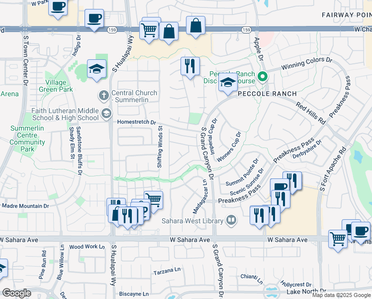 map of restaurants, bars, coffee shops, grocery stores, and more near 1805 Grand Rodeo Street in Las Vegas