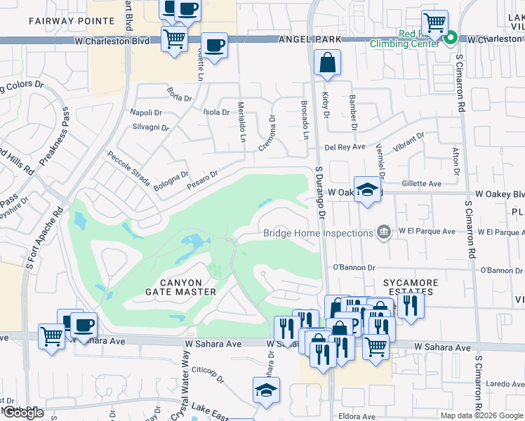 map of restaurants, bars, coffee shops, grocery stores, and more near 8632 Canyon View Drive in Las Vegas