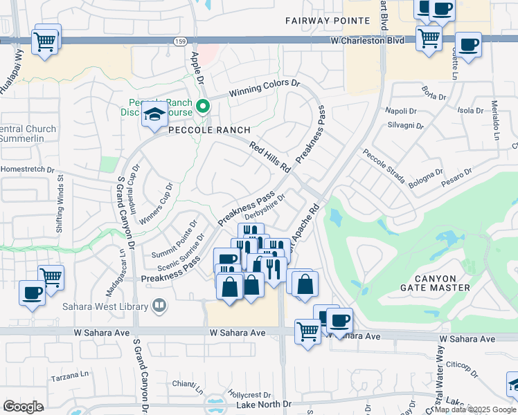 map of restaurants, bars, coffee shops, grocery stores, and more near 1808 Winners Choice in Las Vegas