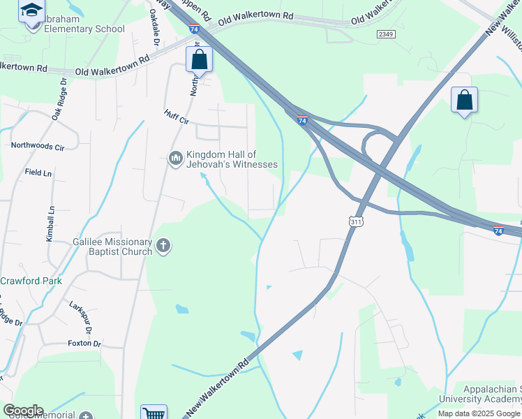 map of restaurants, bars, coffee shops, grocery stores, and more near Allison Avenue in Winston-Salem
