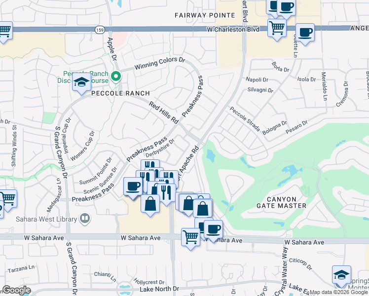 map of restaurants, bars, coffee shops, grocery stores, and more near 9200 Vosburgh Drive in Las Vegas