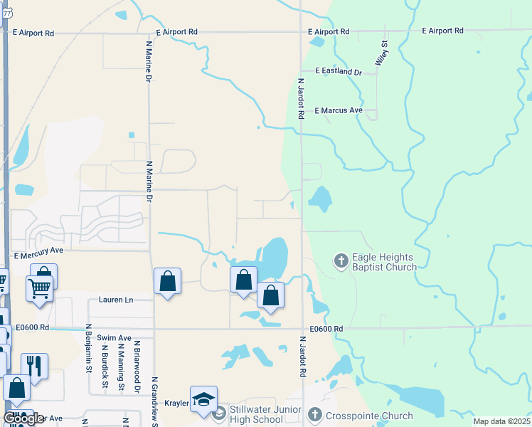 map of restaurants, bars, coffee shops, grocery stores, and more near 1922 East Lone Wolf Avenue in Stillwater