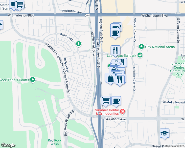 map of restaurants, bars, coffee shops, grocery stores, and more near 2072 Solvang Mill Drive in Las Vegas