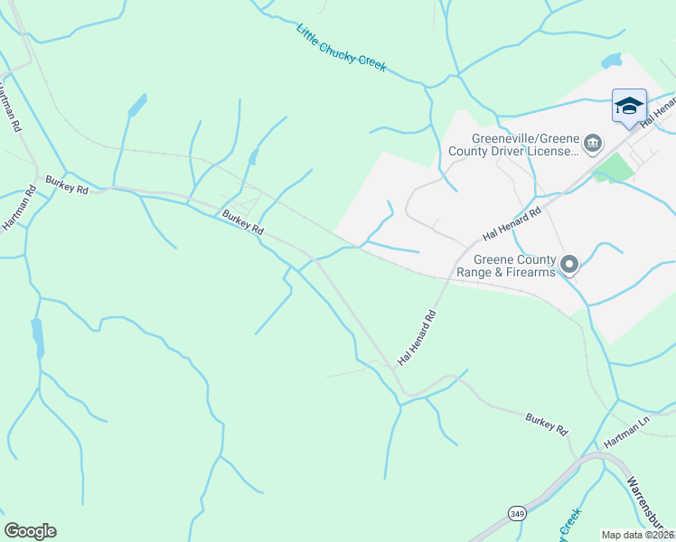 map of restaurants, bars, coffee shops, grocery stores, and more near 900 Burkey Road in Greeneville