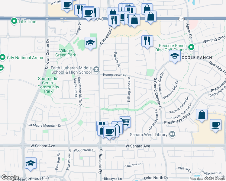 map of restaurants, bars, coffee shops, grocery stores, and more near 9925 Ranch Hand Avenue in Las Vegas