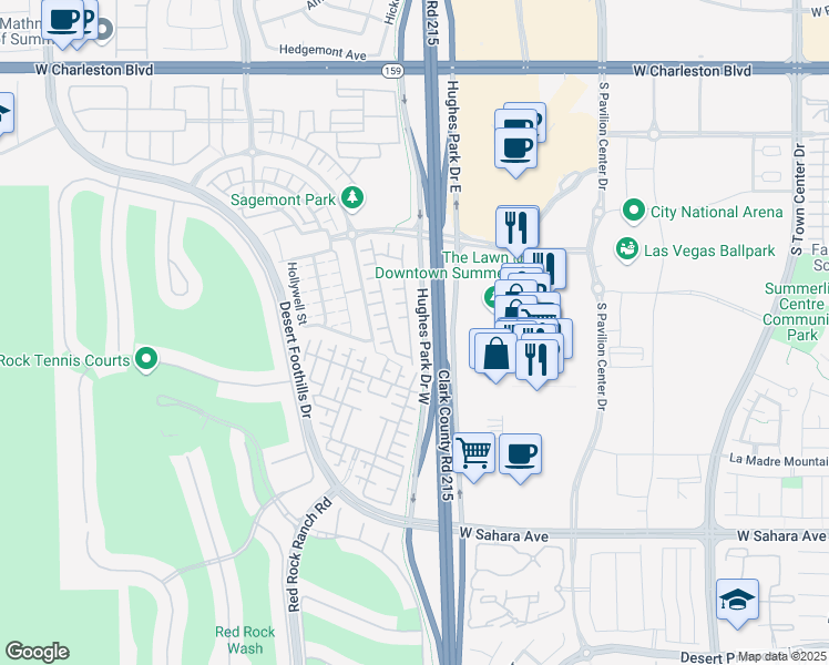 map of restaurants, bars, coffee shops, grocery stores, and more near 2156 Solvang Mill Drive in Las Vegas