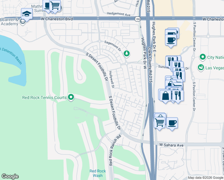 map of restaurants, bars, coffee shops, grocery stores, and more near 2065 Hollywell Street in Las Vegas