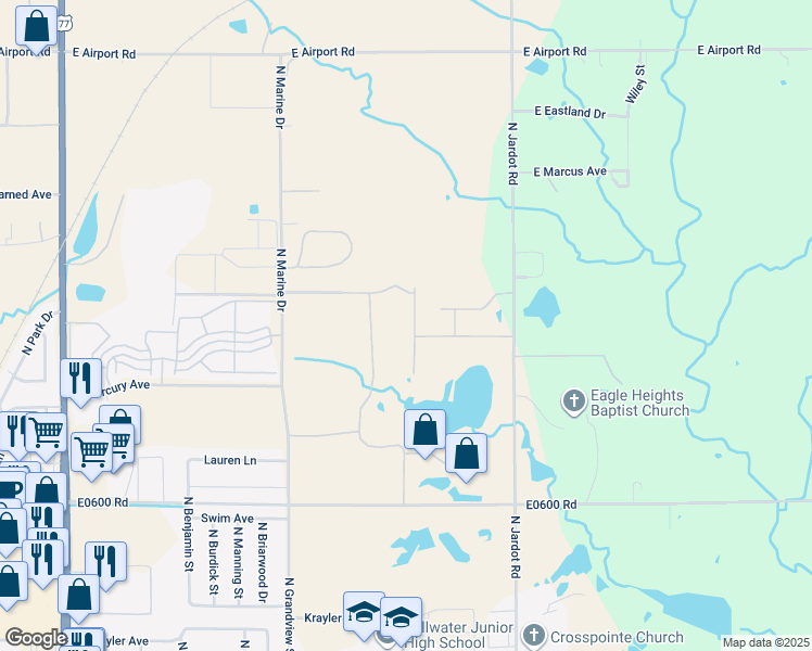 map of restaurants, bars, coffee shops, grocery stores, and more near 2816 North Running Bear Street in Stillwater