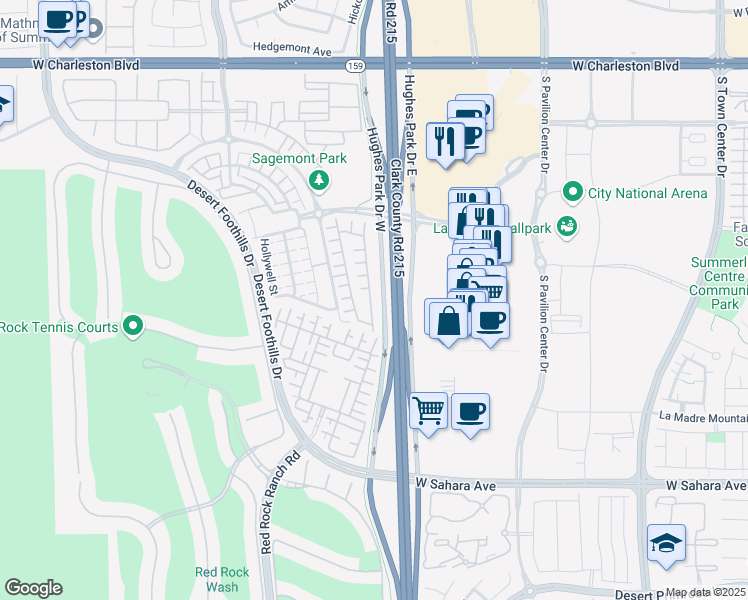 map of restaurants, bars, coffee shops, grocery stores, and more near 2060 Solvang Mill Drive in Las Vegas