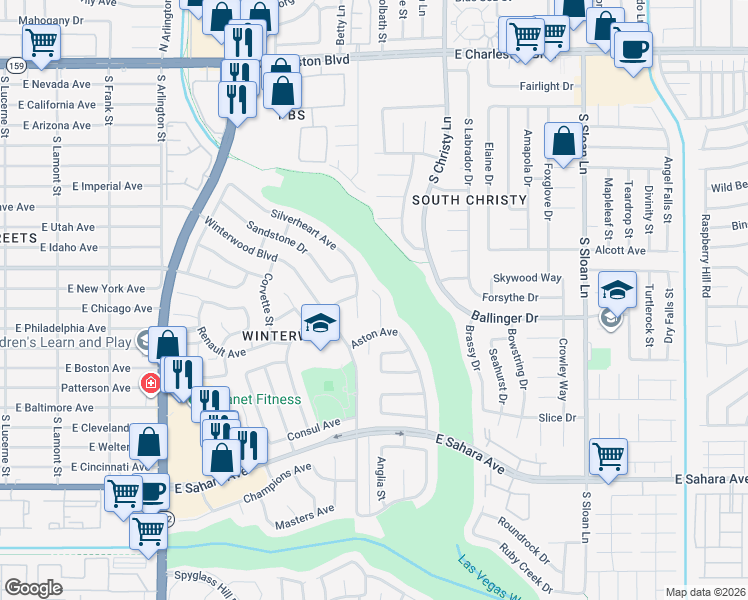 map of restaurants, bars, coffee shops, grocery stores, and more near 1788 Niblick Circle in Las Vegas